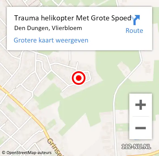 Locatie op kaart van de 112 melding: Trauma helikopter Met Grote Spoed Naar Den Dungen, Vlierbloem op 5 november 2024 01:42