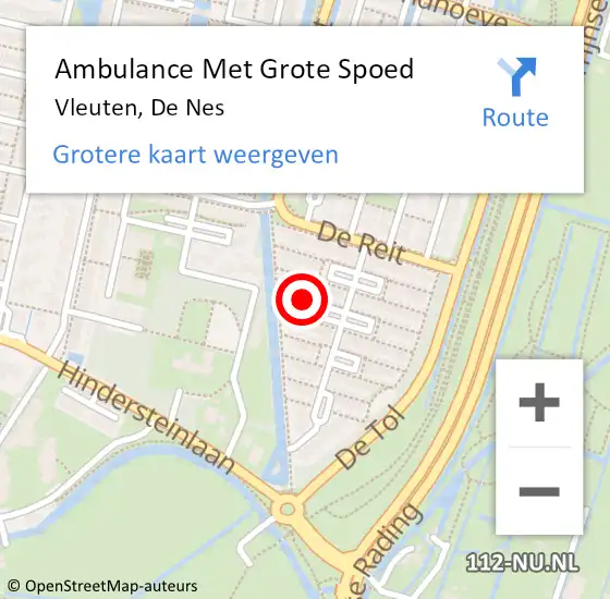 Locatie op kaart van de 112 melding: Ambulance Met Grote Spoed Naar Vleuten, De Nes op 25 oktober 2014 21:42