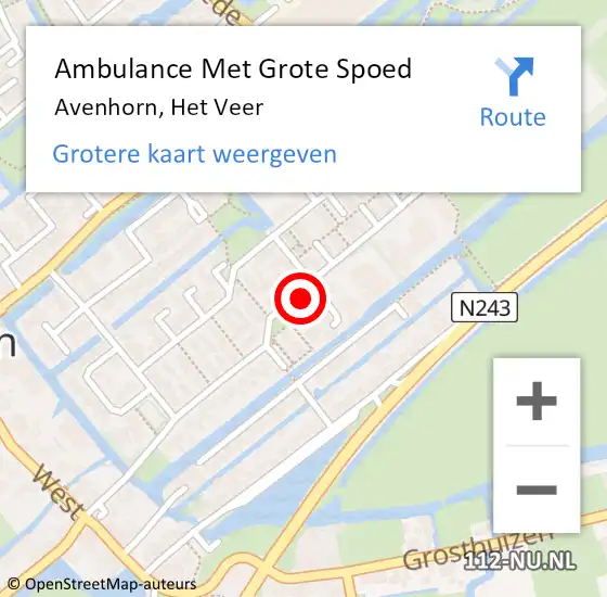 Locatie op kaart van de 112 melding: Ambulance Met Grote Spoed Naar Avenhorn, Het Veer op 5 november 2024 04:02