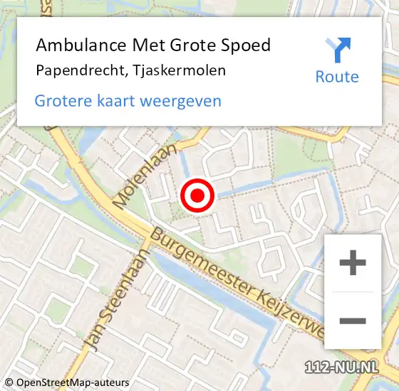 Locatie op kaart van de 112 melding: Ambulance Met Grote Spoed Naar Papendrecht, Tjaskermolen op 5 november 2024 04:53