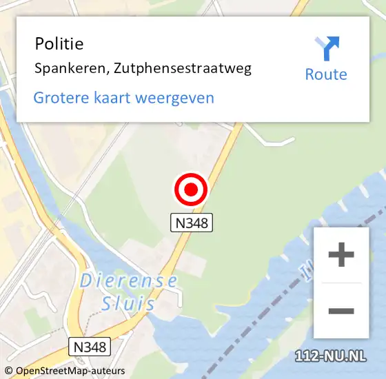 Locatie op kaart van de 112 melding: Politie Spankeren, Zutphensestraatweg op 5 november 2024 05:00