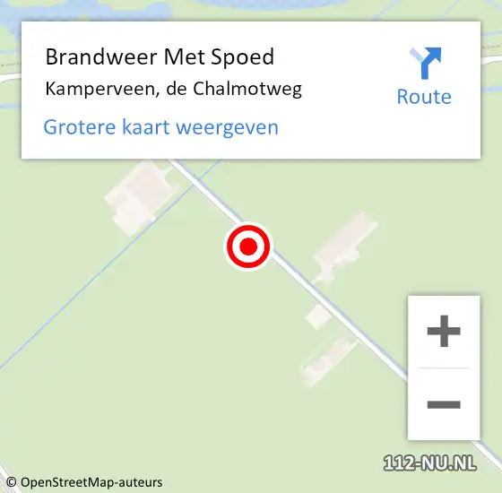 Locatie op kaart van de 112 melding: Brandweer Met Spoed Naar Kamperveen, de Chalmotweg op 5 november 2024 05:30