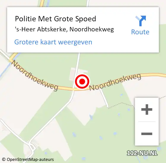 Locatie op kaart van de 112 melding: Politie Met Grote Spoed Naar 's-Heer Abtskerke, Noordhoekweg op 5 november 2024 06:23