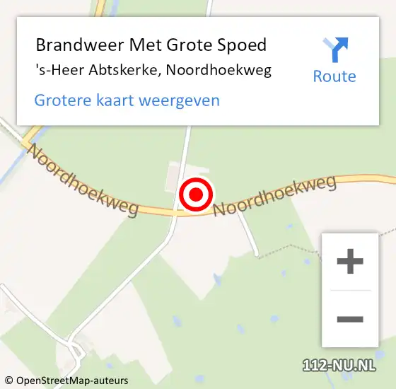 Locatie op kaart van de 112 melding: Brandweer Met Grote Spoed Naar 's-Heer Abtskerke, Noordhoekweg op 5 november 2024 06:24