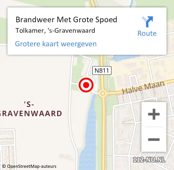 Locatie op kaart van de 112 melding: Brandweer Met Grote Spoed Naar Tolkamer, 's-Gravenwaard op 5 november 2024 07:19