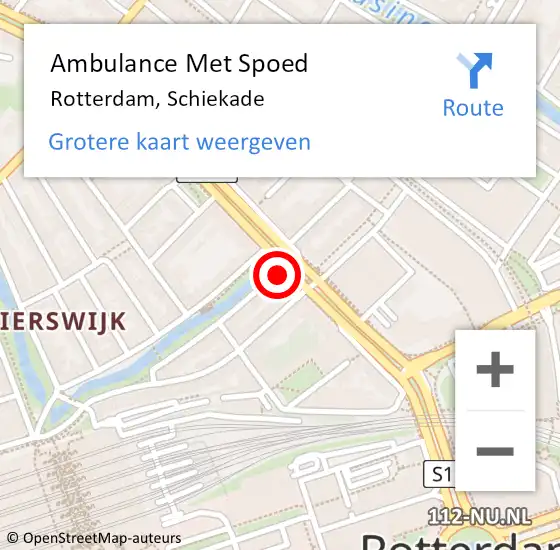 Locatie op kaart van de 112 melding: Ambulance Met Spoed Naar Rotterdam, Schiekade op 5 november 2024 07:55