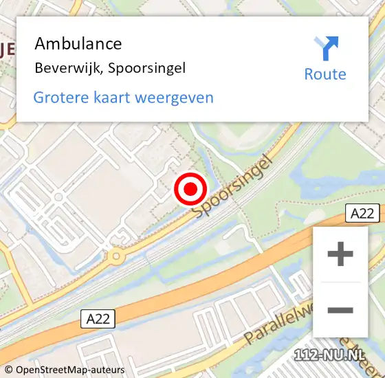 Locatie op kaart van de 112 melding: Ambulance Beverwijk, Spoorsingel op 5 november 2024 07:58