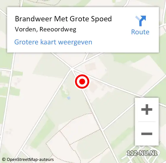 Locatie op kaart van de 112 melding: Brandweer Met Grote Spoed Naar Vorden, Reeoordweg op 5 november 2024 08:08