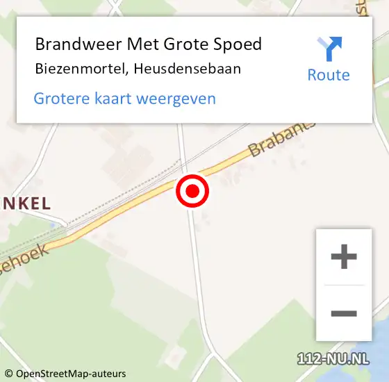 Locatie op kaart van de 112 melding: Brandweer Met Grote Spoed Naar Biezenmortel, Heusdensebaan op 5 november 2024 08:10