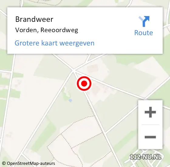 Locatie op kaart van de 112 melding: Brandweer Vorden, Reeoordweg op 5 november 2024 08:11