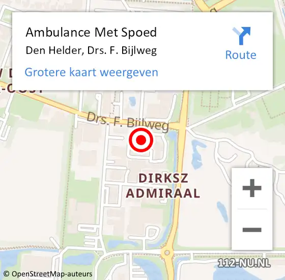 Locatie op kaart van de 112 melding: Ambulance Met Spoed Naar Den Helder, Drs. F. Bijlweg op 5 november 2024 08:25