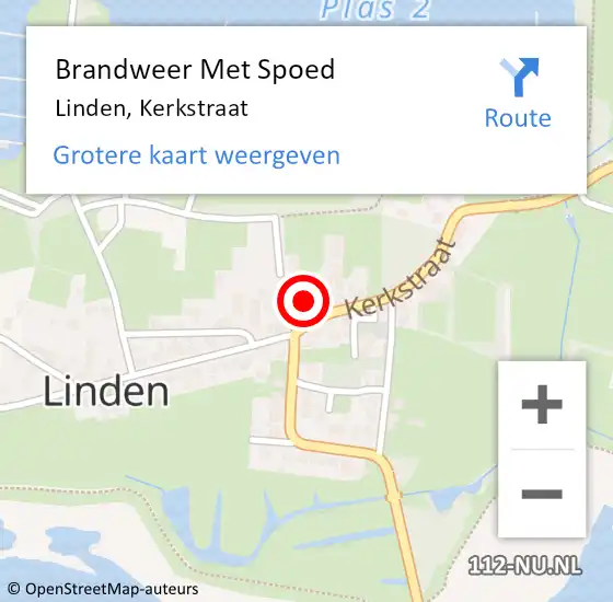 Locatie op kaart van de 112 melding: Brandweer Met Spoed Naar Linden, Kerkstraat op 5 november 2024 08:31