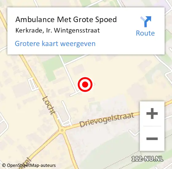 Locatie op kaart van de 112 melding: Ambulance Met Grote Spoed Naar Kerkrade, Ir. Wintgensstraat op 5 november 2024 08:54