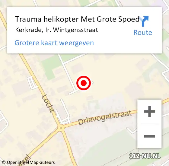 Locatie op kaart van de 112 melding: Trauma helikopter Met Grote Spoed Naar Kerkrade, Ir. Wintgensstraat op 5 november 2024 08:55