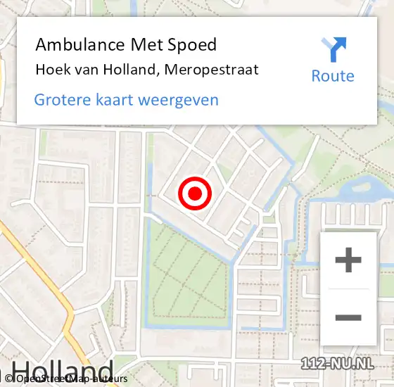 Locatie op kaart van de 112 melding: Ambulance Met Spoed Naar Hoek van Holland, Meropestraat op 5 november 2024 09:05