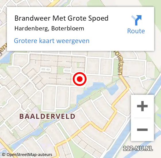 Locatie op kaart van de 112 melding: Brandweer Met Grote Spoed Naar Hardenberg, Boterbloem op 25 oktober 2014 22:16