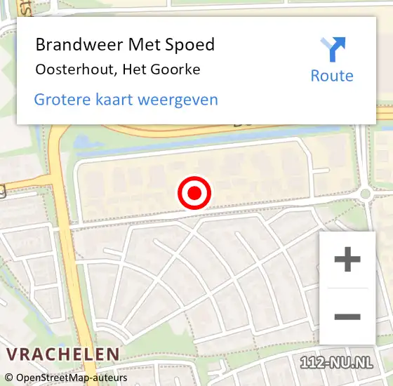 Locatie op kaart van de 112 melding: Brandweer Met Spoed Naar Oosterhout, Het Goorke op 5 november 2024 09:30