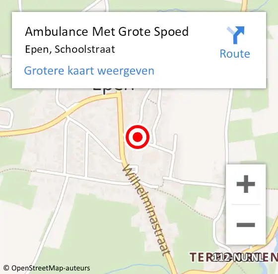 Locatie op kaart van de 112 melding: Ambulance Met Grote Spoed Naar Epen, Schoolstraat op 25 oktober 2014 22:21