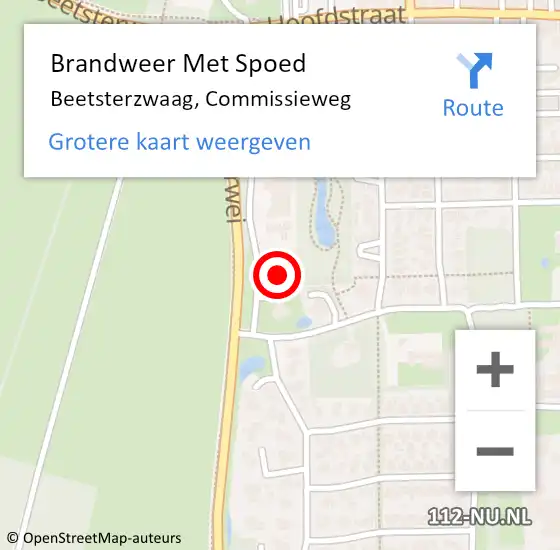 Locatie op kaart van de 112 melding: Brandweer Met Spoed Naar Beetsterzwaag, Commissieweg op 5 november 2024 09:56