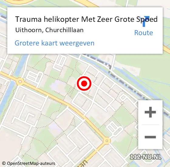 Locatie op kaart van de 112 melding: Trauma helikopter Met Zeer Grote Spoed Naar Uithoorn, Churchilllaan op 5 november 2024 09:57