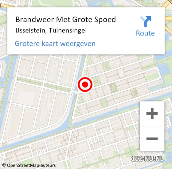 Locatie op kaart van de 112 melding: Brandweer Met Grote Spoed Naar IJsselstein, Tuinensingel op 5 november 2024 10:05