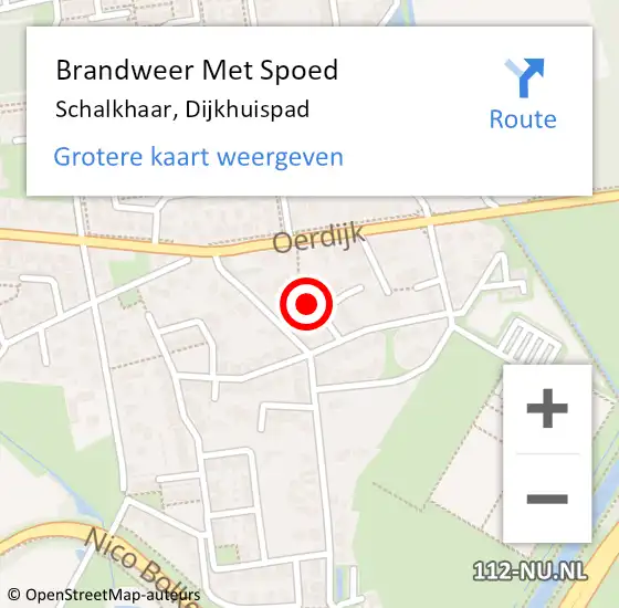 Locatie op kaart van de 112 melding: Brandweer Met Spoed Naar Schalkhaar, Dijkhuispad op 5 november 2024 10:13