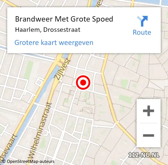 Locatie op kaart van de 112 melding: Brandweer Met Grote Spoed Naar Haarlem, Drossestraat op 5 november 2024 10:23