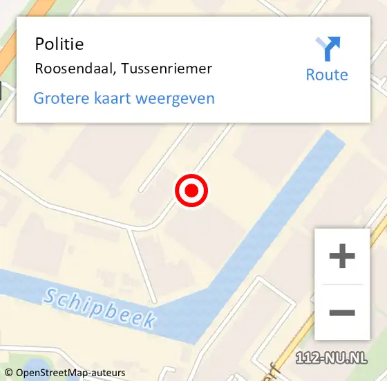 Locatie op kaart van de 112 melding: Politie Roosendaal, Tussenriemer op 5 november 2024 10:32