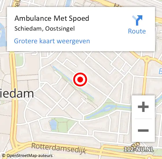 Locatie op kaart van de 112 melding: Ambulance Met Spoed Naar Schiedam, Oostsingel op 5 november 2024 10:44