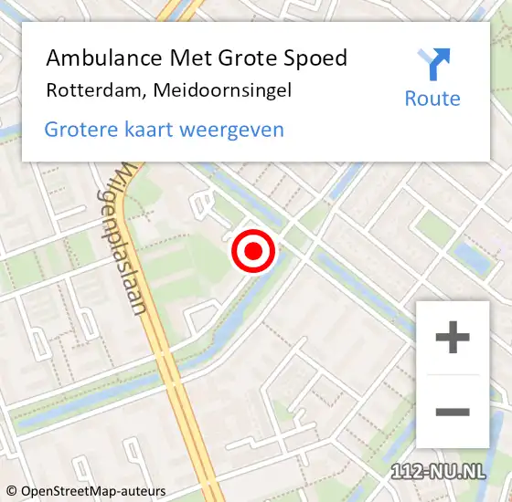 Locatie op kaart van de 112 melding: Ambulance Met Grote Spoed Naar Rotterdam, Meidoornsingel op 5 november 2024 10:59