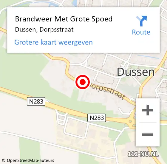 Locatie op kaart van de 112 melding: Brandweer Met Grote Spoed Naar Dussen, Dorpsstraat op 25 oktober 2014 22:41