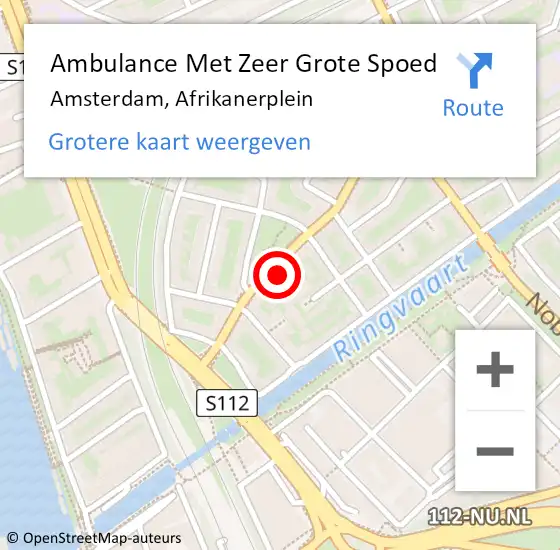 Locatie op kaart van de 112 melding: Ambulance Met Zeer Grote Spoed Naar Amsterdam, Afrikanerplein op 5 november 2024 11:17