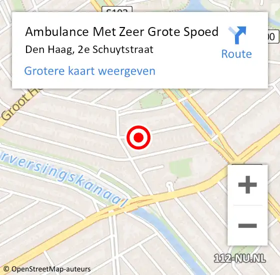 Locatie op kaart van de 112 melding: Ambulance Met Zeer Grote Spoed Naar Den Haag, 2e Schuytstraat op 5 november 2024 11:27