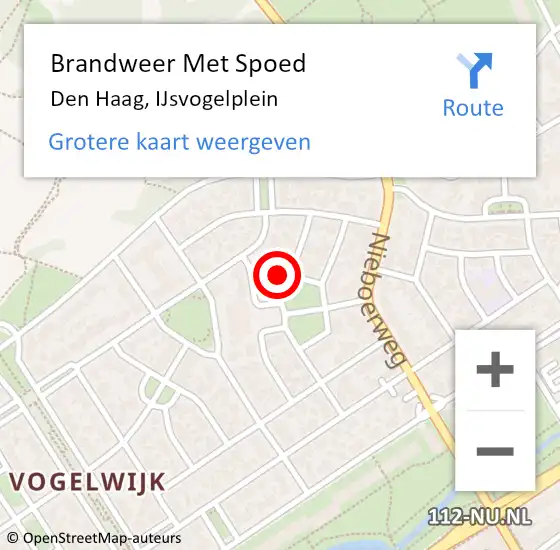 Locatie op kaart van de 112 melding: Brandweer Met Spoed Naar Den Haag, IJsvogelplein op 5 november 2024 11:31