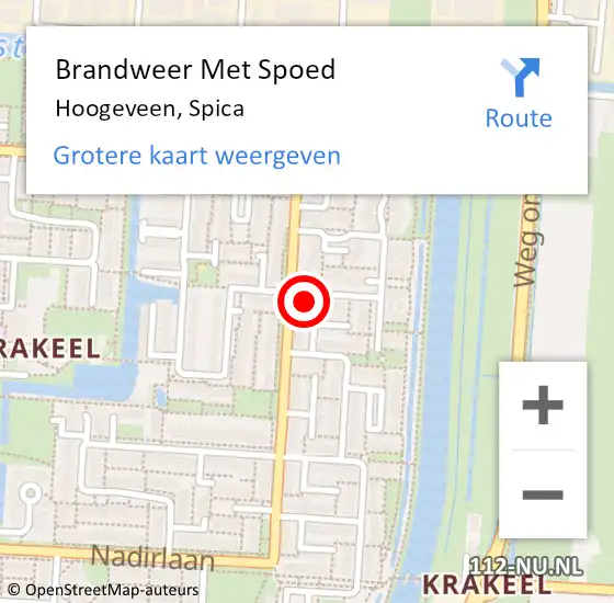 Locatie op kaart van de 112 melding: Brandweer Met Spoed Naar Hoogeveen, Spica op 25 oktober 2014 22:48