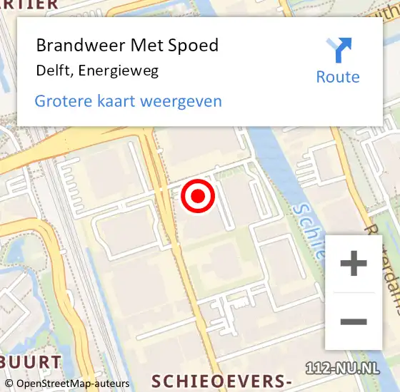 Locatie op kaart van de 112 melding: Brandweer Met Spoed Naar Delft, Energieweg op 5 november 2024 12:02