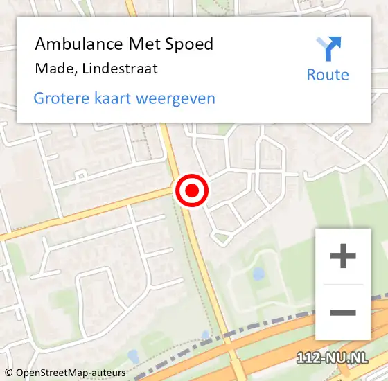 Locatie op kaart van de 112 melding: Ambulance Met Spoed Naar Made, Lindestraat op 25 oktober 2014 22:54