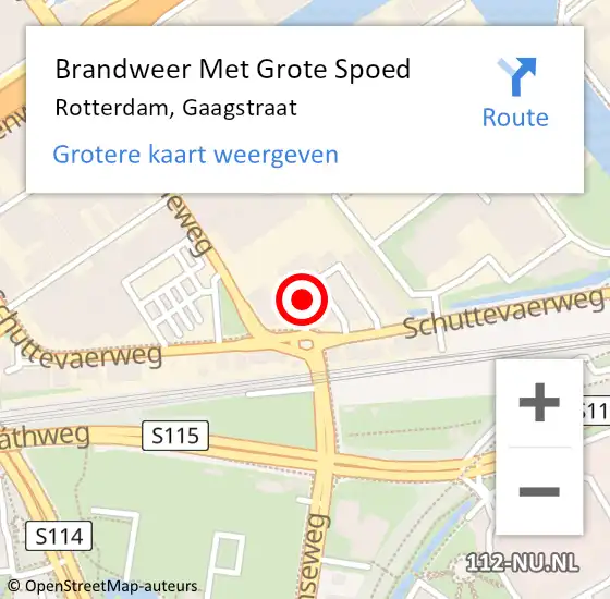 Locatie op kaart van de 112 melding: Brandweer Met Grote Spoed Naar Rotterdam, Gaagstraat op 5 november 2024 12:15