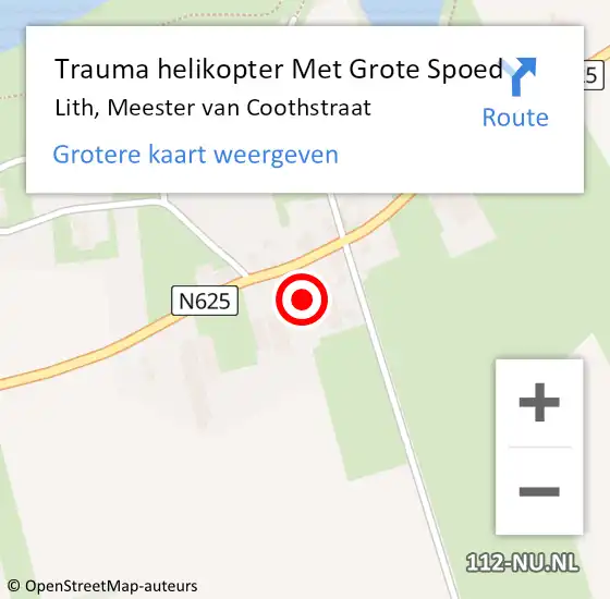 Locatie op kaart van de 112 melding: Trauma helikopter Met Grote Spoed Naar Lith, Meester van Coothstraat op 5 november 2024 12:24