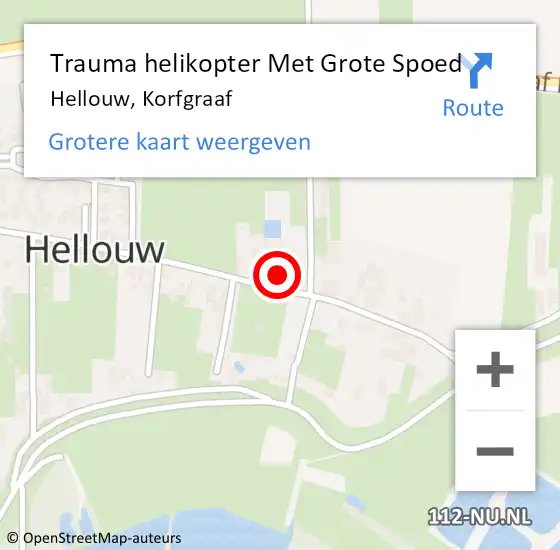 Locatie op kaart van de 112 melding: Trauma helikopter Met Grote Spoed Naar Hellouw, Korfgraaf op 5 november 2024 12:32