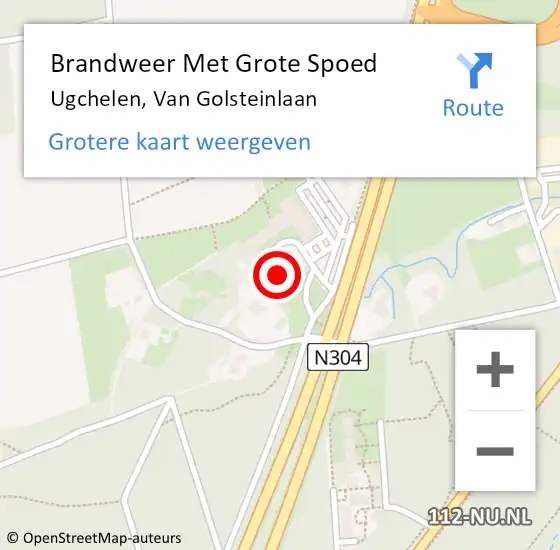 Locatie op kaart van de 112 melding: Brandweer Met Grote Spoed Naar Ugchelen, Van Golsteinlaan op 5 november 2024 12:35