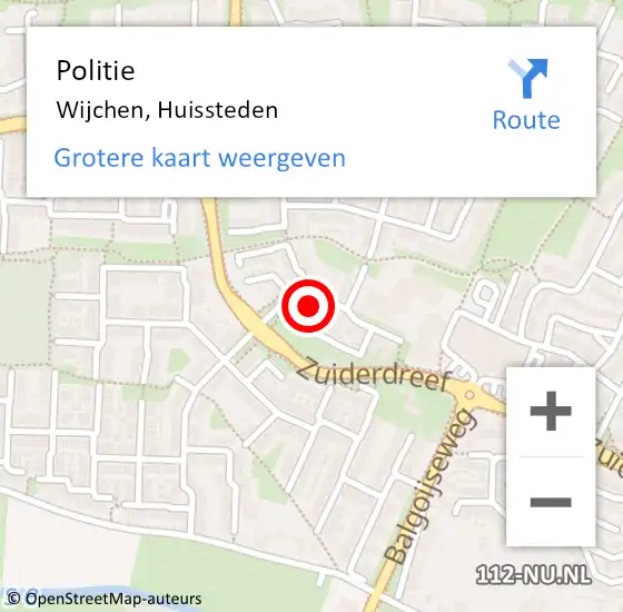 Locatie op kaart van de 112 melding: Politie Wijchen, Huissteden op 5 november 2024 12:51