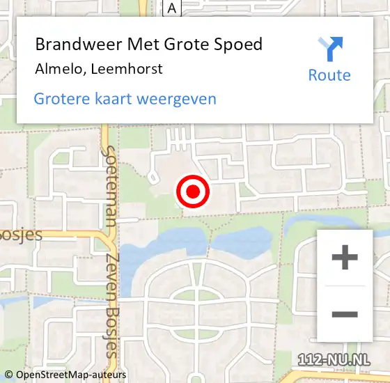 Locatie op kaart van de 112 melding: Brandweer Met Grote Spoed Naar Almelo, Leemhorst op 25 oktober 2014 23:05