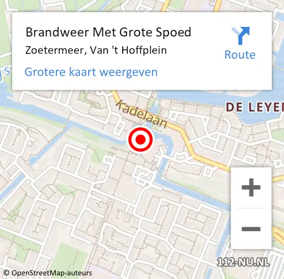 Locatie op kaart van de 112 melding: Brandweer Met Grote Spoed Naar Zoetermeer, Van 't Hoffplein op 5 november 2024 13:00