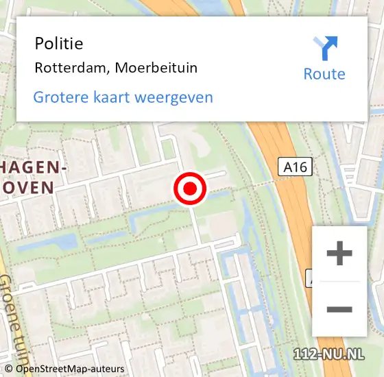 Locatie op kaart van de 112 melding: Politie Rotterdam, Moerbeituin op 5 november 2024 13:10