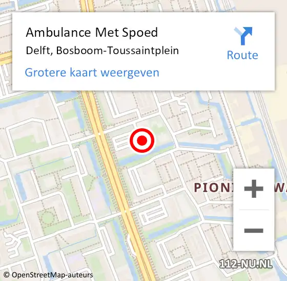 Locatie op kaart van de 112 melding: Ambulance Met Spoed Naar Delft, Bosboom-Toussaintplein op 5 november 2024 13:19