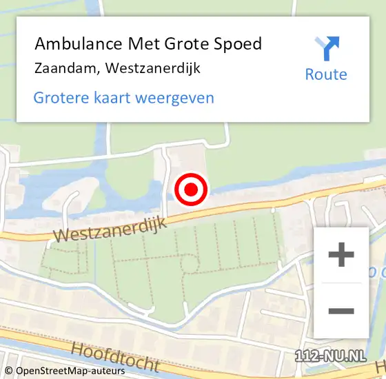 Locatie op kaart van de 112 melding: Ambulance Met Grote Spoed Naar Zaandam, Westzanerdijk op 25 oktober 2014 23:14