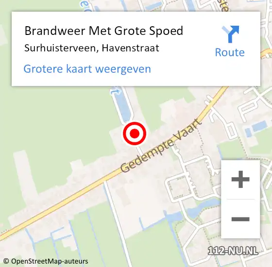 Locatie op kaart van de 112 melding: Brandweer Met Grote Spoed Naar Surhuisterveen, Havenstraat op 5 november 2024 13:34