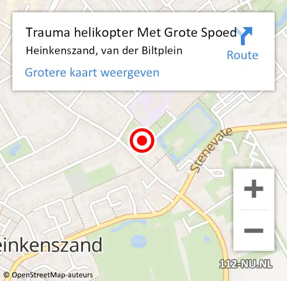 Locatie op kaart van de 112 melding: Trauma helikopter Met Grote Spoed Naar Heinkenszand, van der Biltplein op 5 november 2024 13:36