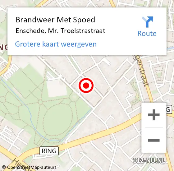 Locatie op kaart van de 112 melding: Brandweer Met Spoed Naar Enschede, Mr. Troelstrastraat op 5 november 2024 13:43